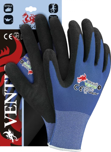 Rękawice powlekane Reis Ventis, rozmiar 8, niebiesko-czarny